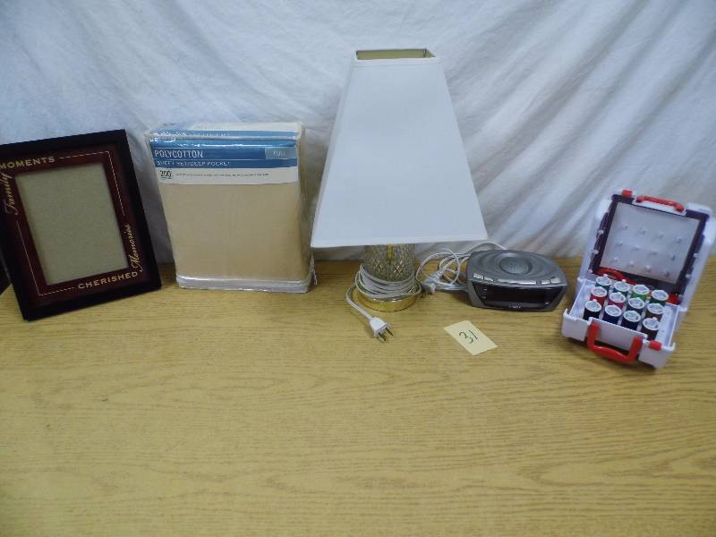 lot 31 image: New Full Sheets - Sewing Kit - Lamp