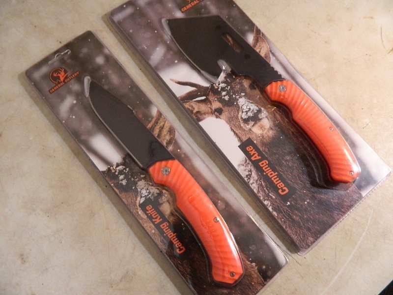 lot 37 image: New Camping Axe and New Camping Knife