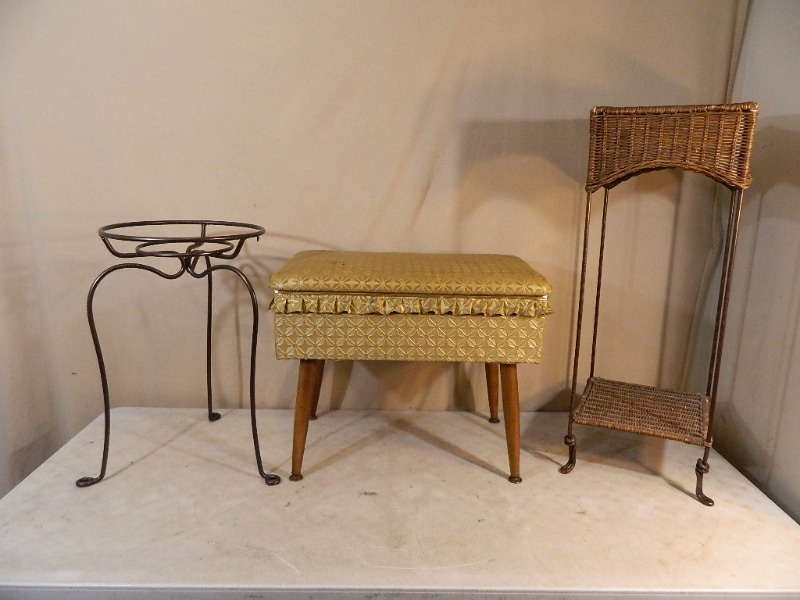 lot 192 image: Metal Plant Stand, Bench, and More