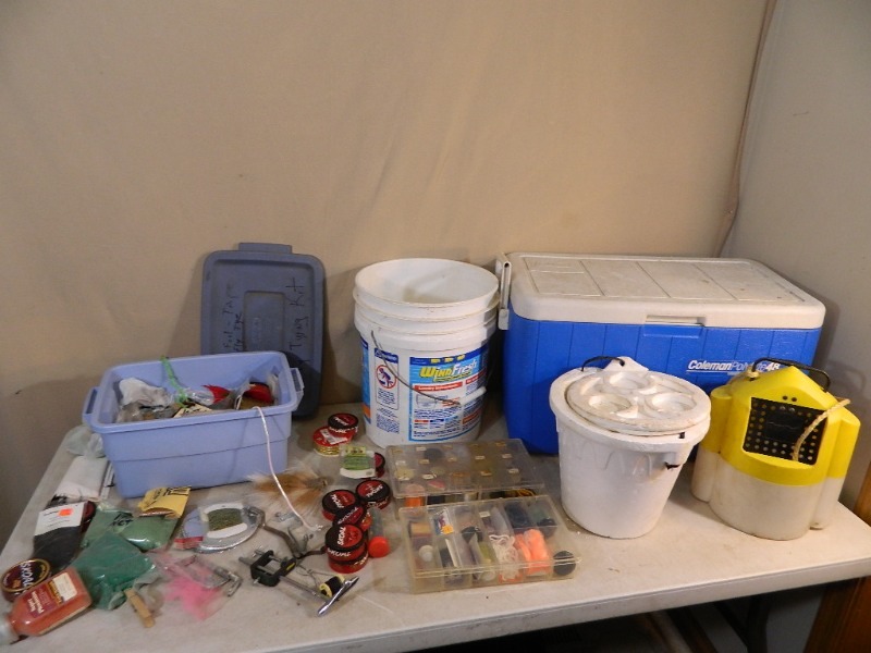 lot 220 image: Fly Tying Supplies, Cooler, and More