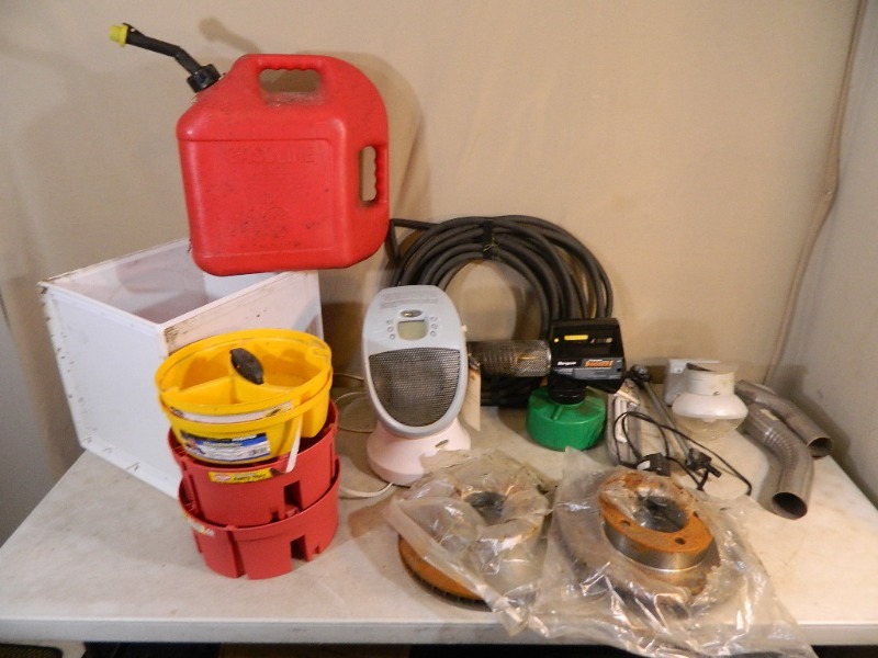 lot 222 image: Shop Supplies, Brake Rotors, Space Heater, and More