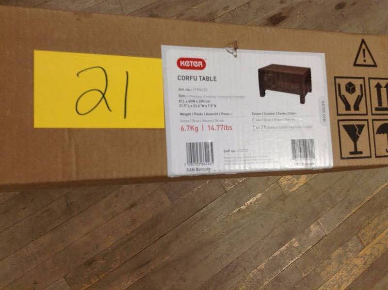 lot 21 image: Keter Corfu Brown All Weather Patio Coffee Table New