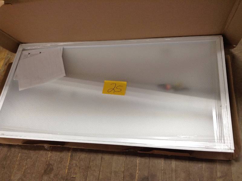 lot 25 image: Lithonia Lighting 2 ft. x 4 ft. White LED Lay-In Troffer with Prismatic Lens  open box never used