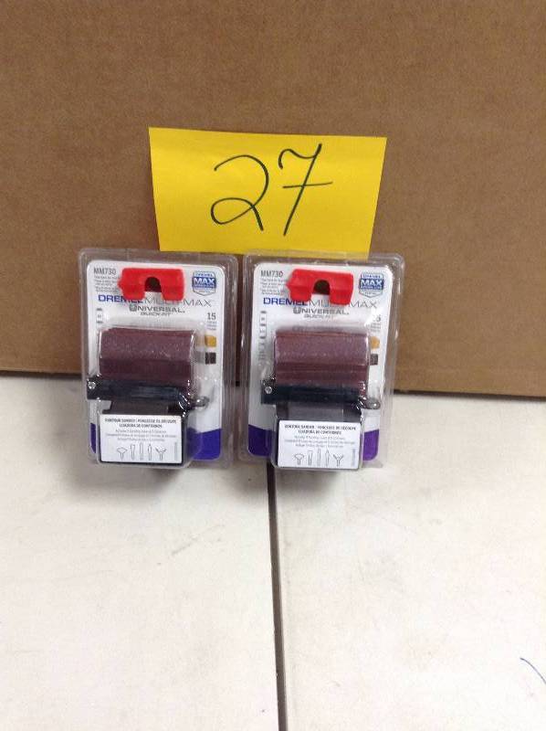 lot 27 image: Set of 2 The Multi-Max MM730 Universal Quick-Fit interface Contour Sander accessory is the first Dremel oscillating tool accessory designed for contour sanding.