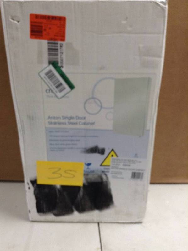 lot 35 image: Croydex Anton 21-1320 in. H x 11-81100 in. W Frameless Surface-Mount Bathroom Medicine Cabinet in Stainless Steel open box never used