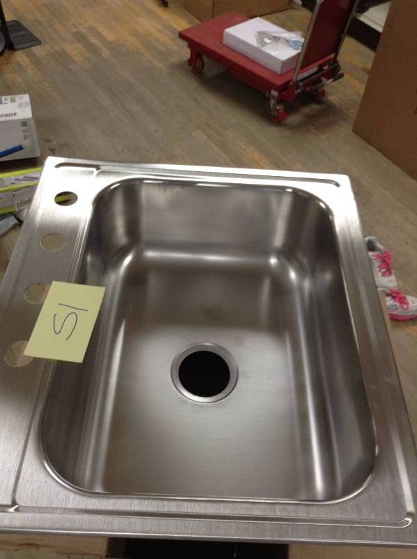 lot 51 image: Elkay Signature Drop-In Stainless Steel 25 in. 4-Hole Single Bowl Kitchen Sink Model#  SLPF25224 open box never used