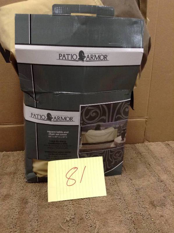lot 81 image: Patio Armor Polyester Square Patio Table and Chair Set Cover