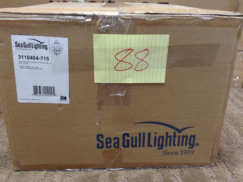 lot 88 image: Sea Gull Lighting Sfera 4-Light Autumn Bronze Chandelier with Mercury Glass open box never used