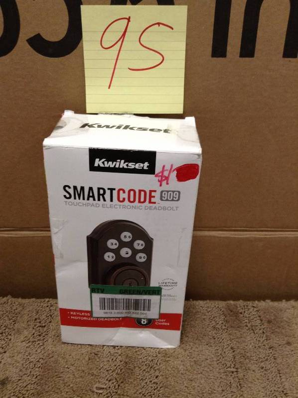 lot 95 image: Kwikset 909 SmartCode Electronic Deadbolt featuring SmartKey in Venetian Bronze