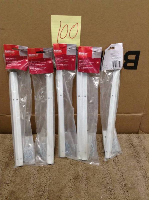lot 100 image: Set of 5 ClosetMaid Selectives 14 in. White Metal Shelf Support Kit New