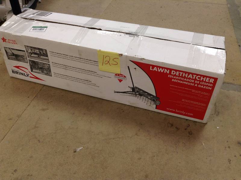 lot 125 image: BrinlyHardy TowBehind Dethatcher  40 Inch open box