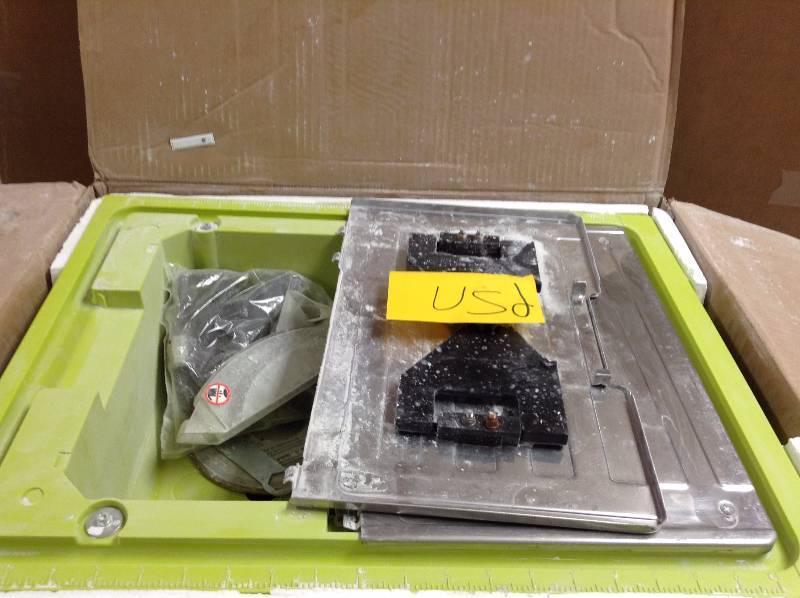 lot 33 image: Ryobi 7 in. Tabletop Tile Saw Model#  WS722  in working conditions