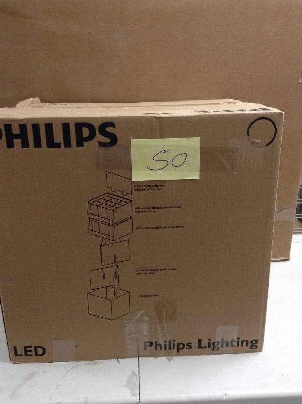 lot 50 image: Box of Philips Slimstyle 65W LED Flood Lights, Soft White 16 pc New