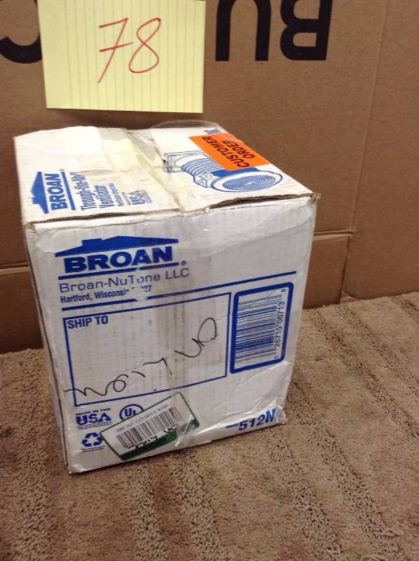 lot 78 image: Broan 512M White Wall Fan 70 CFM 3.5 Sone Wall Mounted HVI Certified