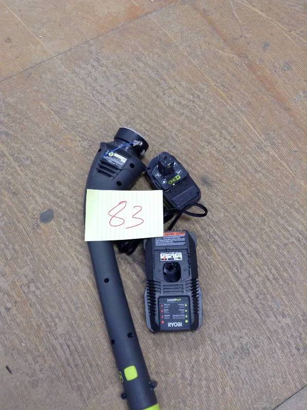 lot 83 image: Ryobi ONE 18-Volt Lithium-Ion Electric Cordless String Trimmer and Edger - 1.3 Ah Battery and Charger Included in working conditions