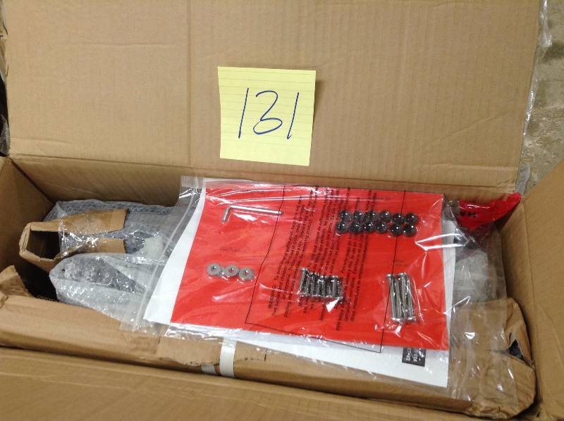 lot 131 image: Hampton Bay Mill Valley 22 in. Square Patio Accent Table open box never used