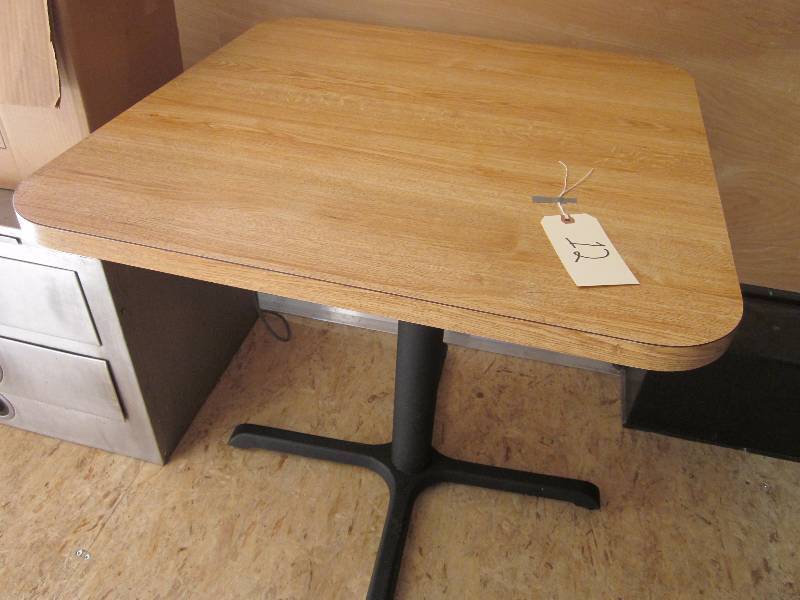 lot 12 image: Pedestal Table, Food Warmer, & Misc Restaurant Supplies