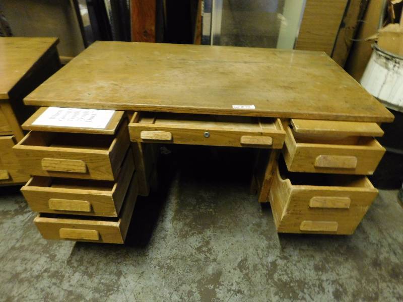 Solid Oak Desk with 6 Drawers (60 x 30.5 x 34) #2