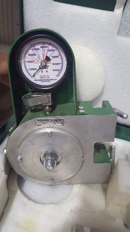 lot 520 image: Skidmore-Wilhelm Bolt Tension Caliper Kit w Case, Operating Procedure