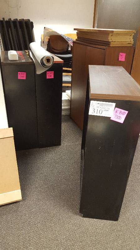 Lot of (3) 3-Shelf Metal Bookcases