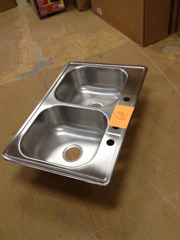 Elkay Dayton Drop-In Stainless Steel 33 in. 4-Hole Double Basin Kitchen Sink open box never used