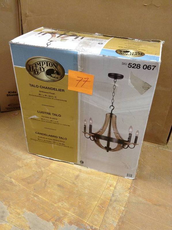 Hampton Bay Talo 5-Light Driftwood Chandelier open box never used