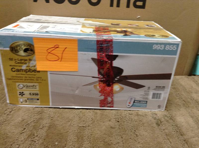 Hampton Bay Campbell 52 in. Mediterranean Bronze Ceiling Fan with Remote Control open box never used