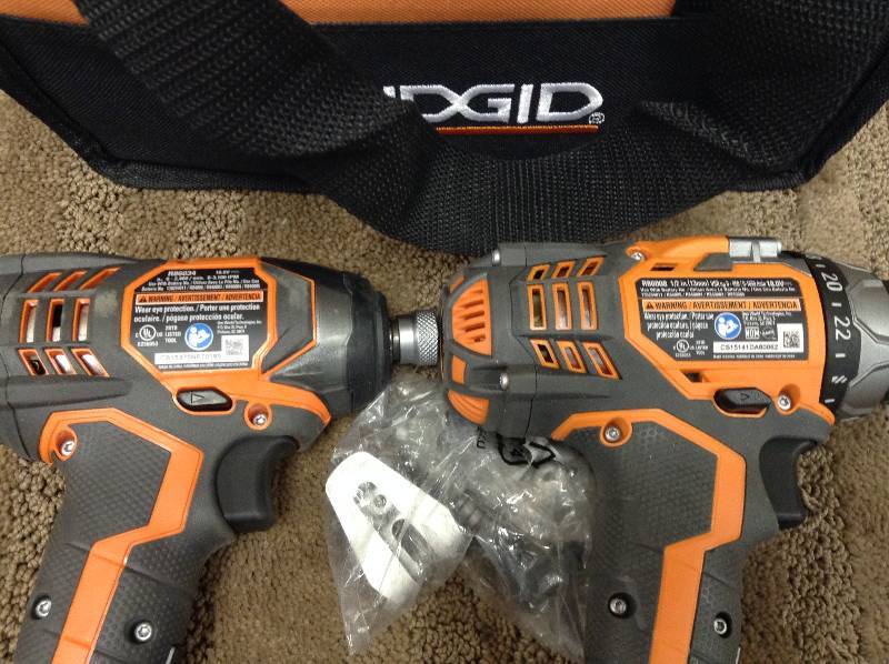 RIDGID 18-Volt Lithium-Ion Cordless Hammer DrillDriver and Impact Driver Tools Only in like New conditions Model  R86034 and R86008