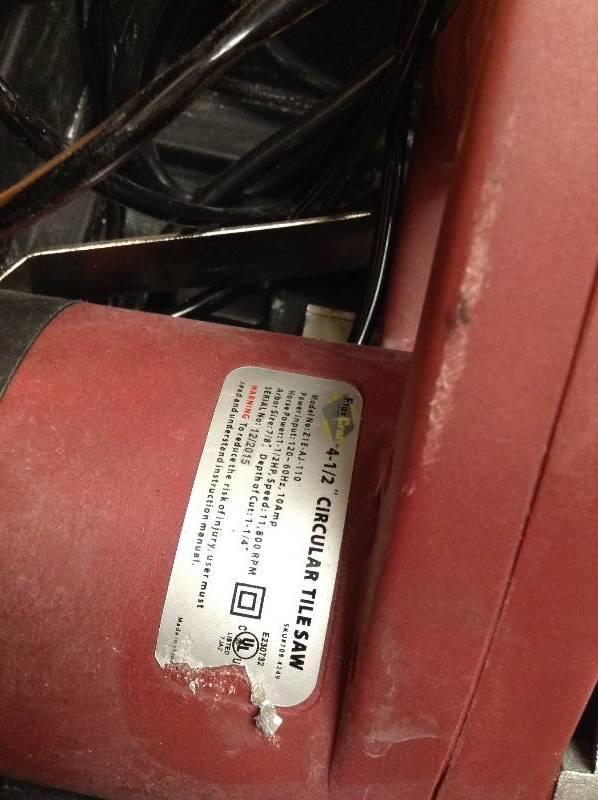 FlorCraft Z1E-AJ-110 4-12 10 Amps Corded Circular Tile Saw GOOD WORKING CONDITION