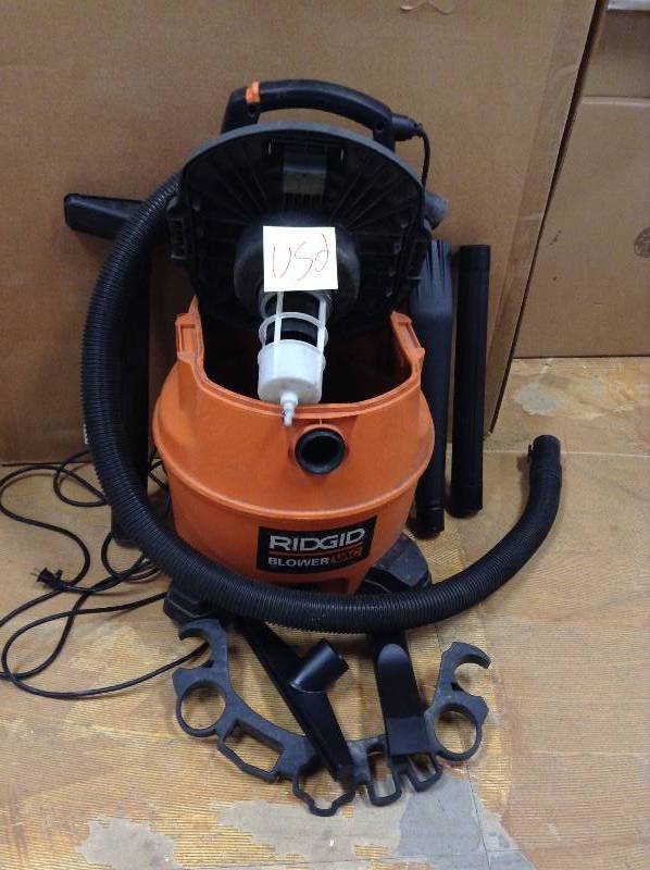 RIDGID 16 Gal. 6.5-Peak HP Wet Dry Vac with Detachable Blower Model#  WD1680 used in working conditions