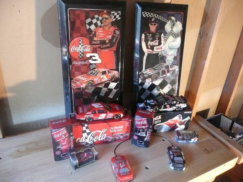 lot 24 image: Earnhardt Jr & Sr - Clocks, 124 scale Cars, 164 scale Cars, Cars In Locker, 2 computer mouses - Nice Group - See Pictures