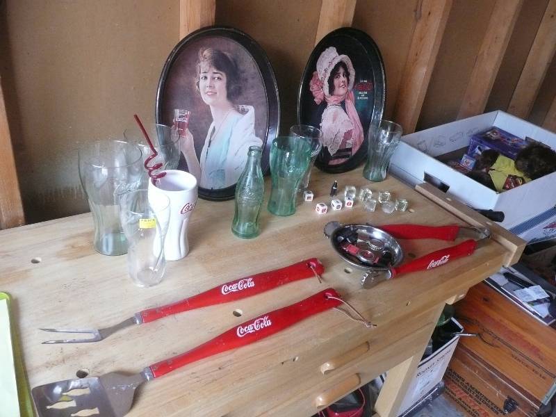 lot 34 image: Vintage Coca Cola Collection - Trays, Glasses, Cool Magnetic Tray & More See Pictures