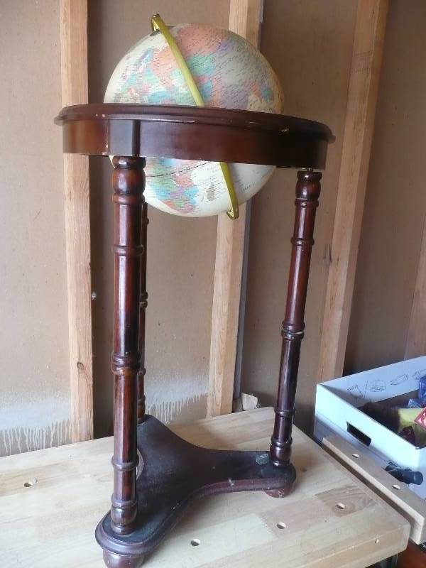 lot 38 image: Vintage Globe On Cherry wood Stand - See Pictures