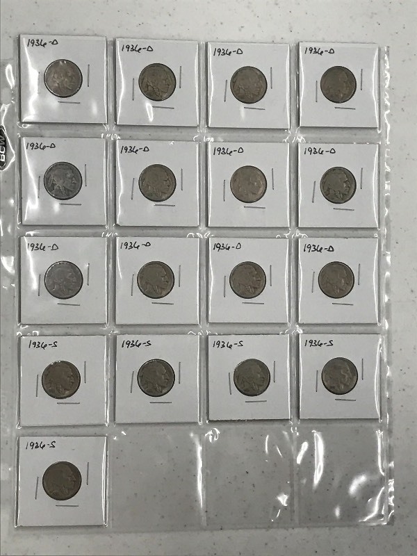1936 D - Buffalo Head Nickels - Qty...