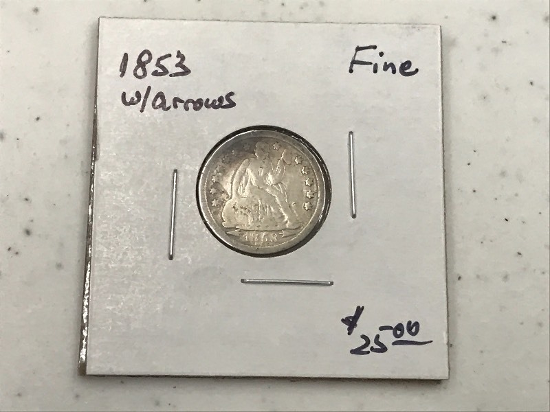 1853 wArrows Seated Liberty Silver...