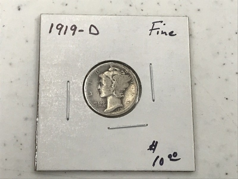 1919 D - Mercury Head Silver Dime -...