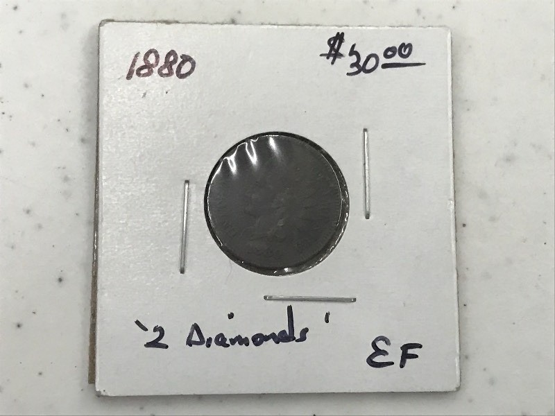 1880 Indian Head Cent - 2 Diamonds ...