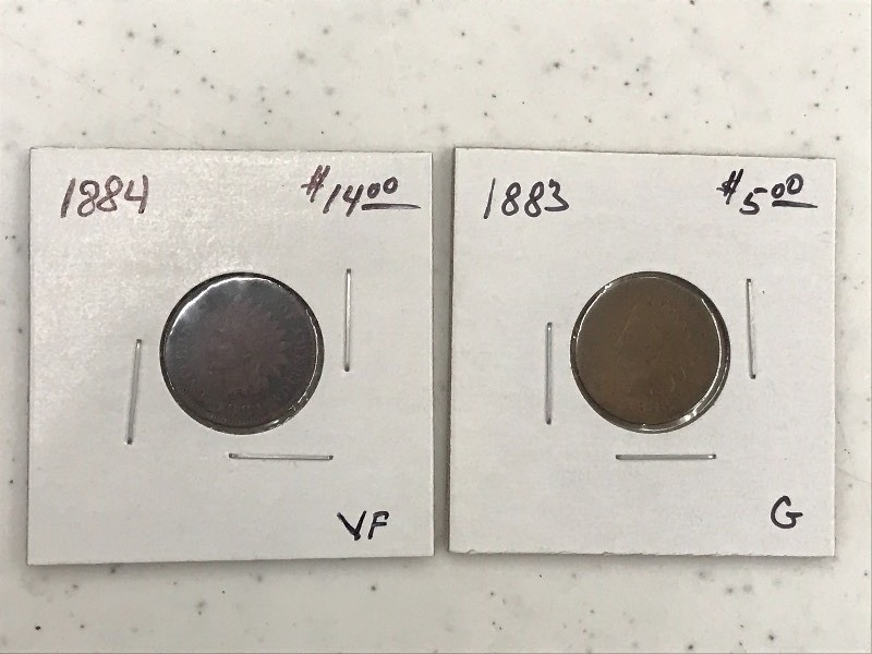 1883 & 1884 Indian Head Cents - (2)...