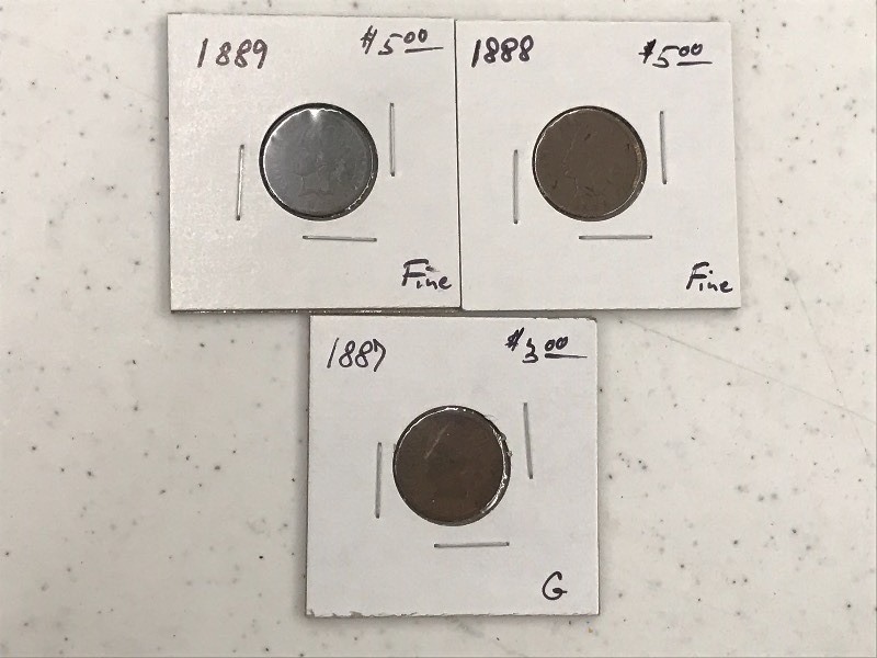 1887 & 1888 & 1889 Indian Head Cent...