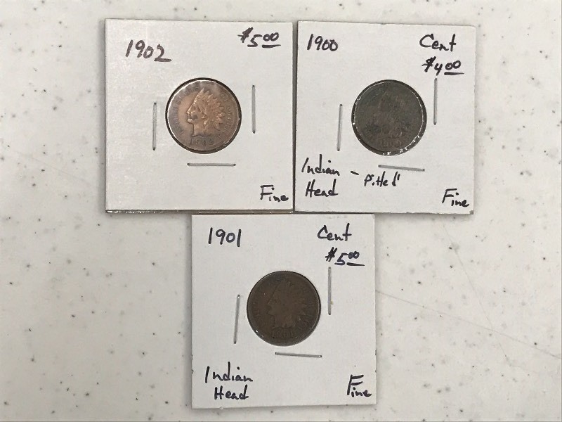 1900 & 1901 & 1902 Indian Head Cent...