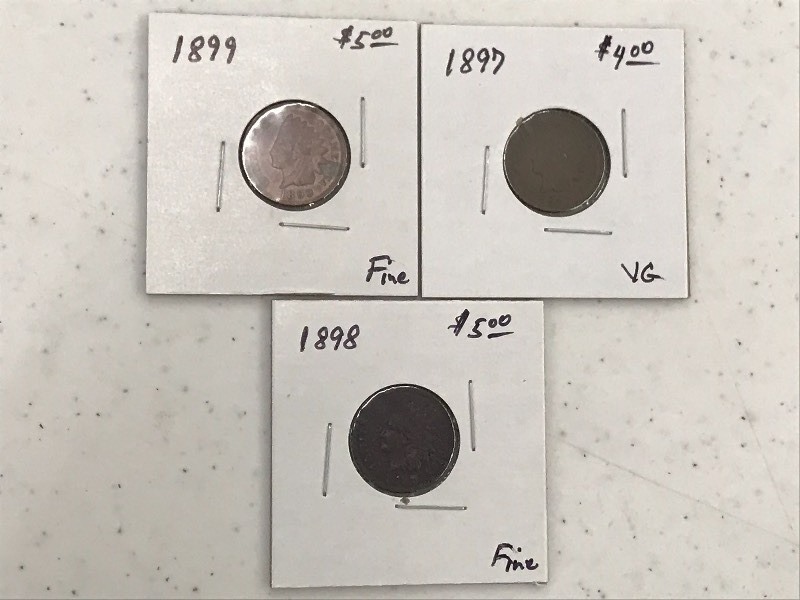 1897 & 1898 & 1899 Indian Head Cent...