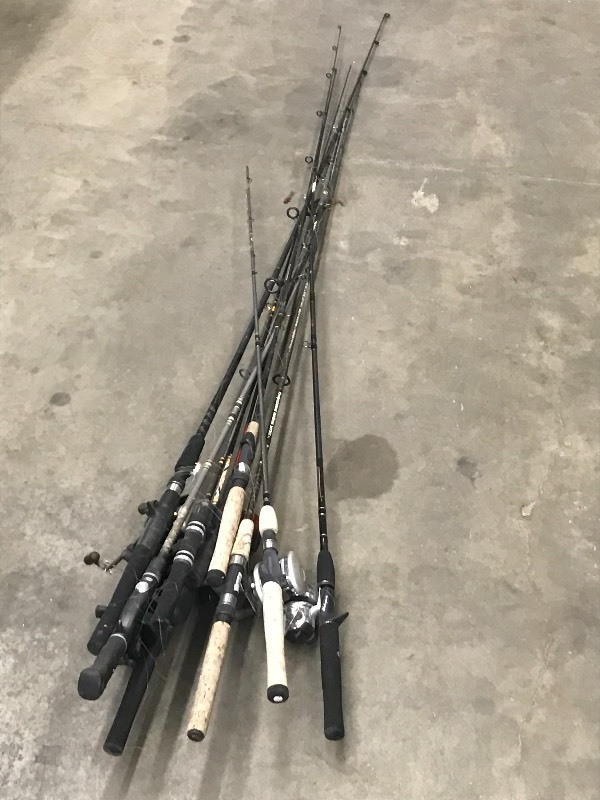 lot 16 image: Lot Of (10) Assorted Fishing Poles,...