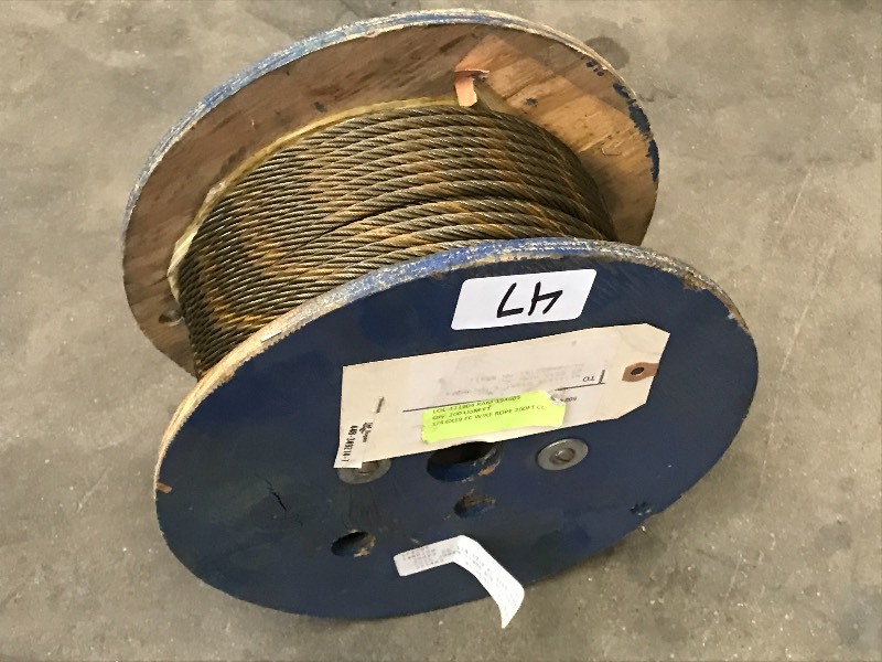 lot 47 image: Partial Spool Of Aircraft Wire Rope...