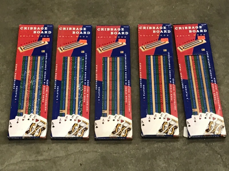lot 58 image: Lot Of (5) Unused Cribbage Boards ...
