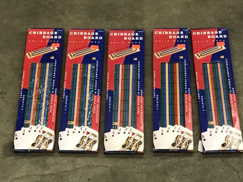 lot 57 image: Lot Of (5) Unused Cribbage Boards ...