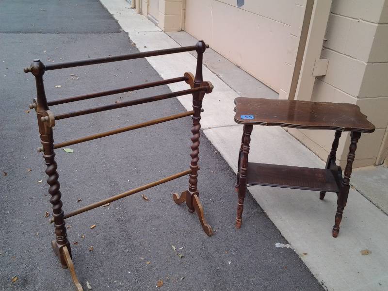 lot 33 image: Side Table 23x12x22 & Quilt Rack 26x34