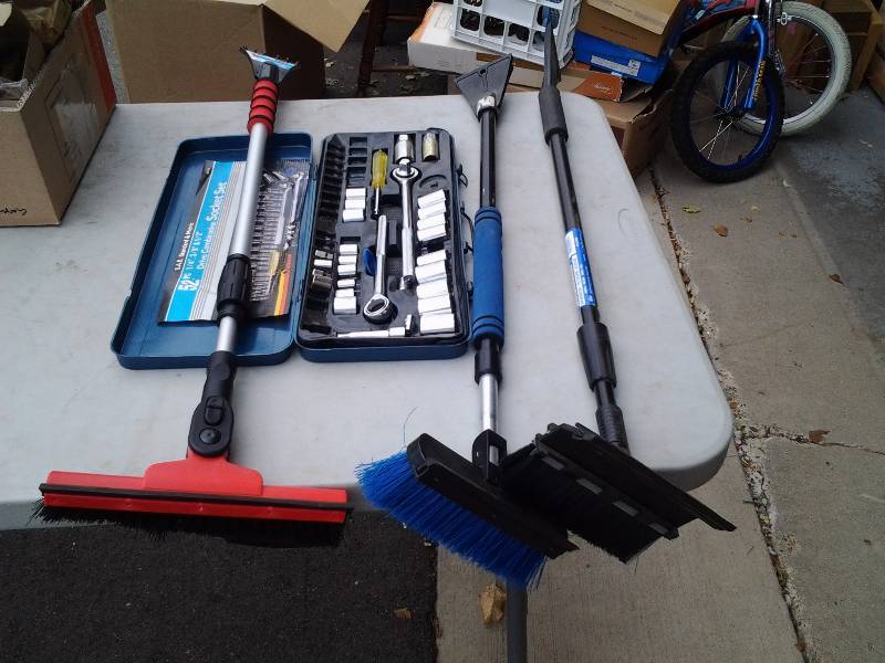 lot 65 image: Telescoping Squeegee, SnowIce Brooms, Partial Socket Set