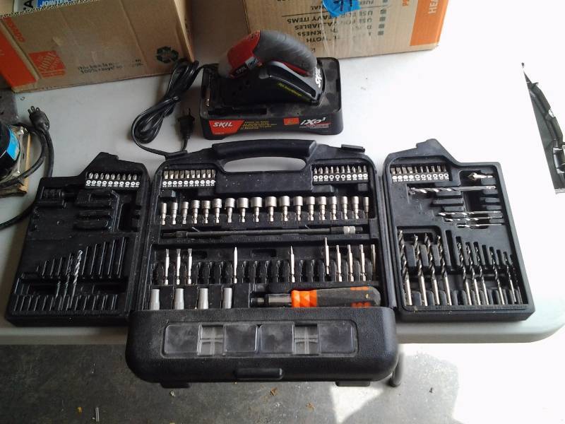 lot 72 image: Skil Power Driver With Charger, Tool Set With Drill Bits, Drivers, Misc With Case