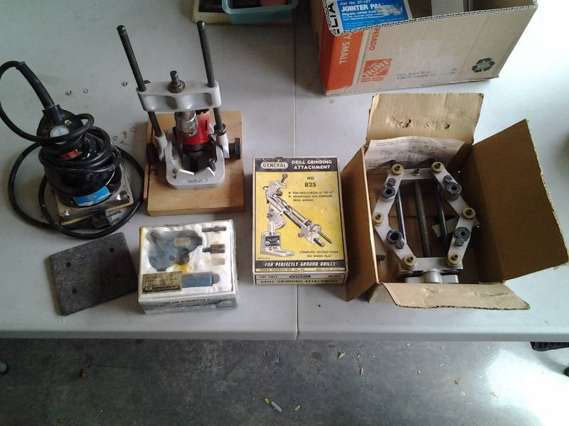 lot 73 image: Dowel Jig, Drill Grinding Attachment, DA Sander, Drill Jig, Angle Driver