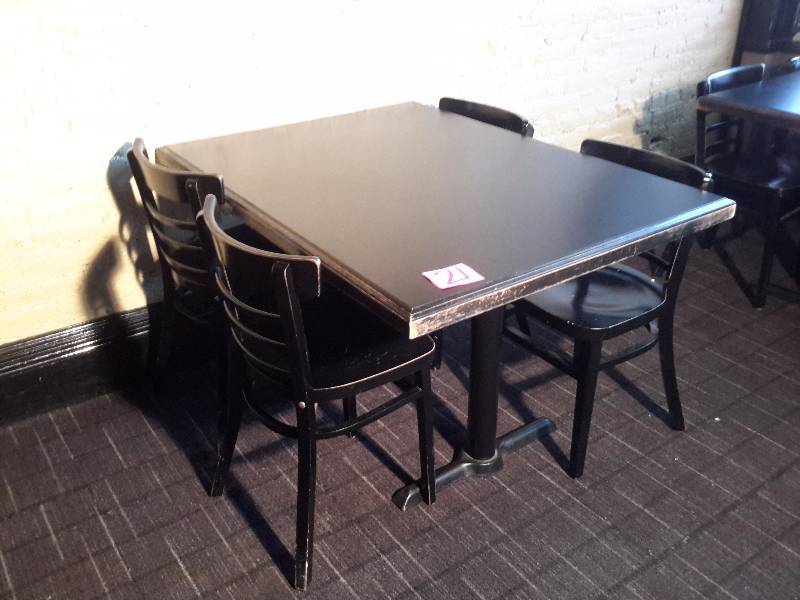 lot 21 image: 3, Solid wood tables with 12 chairs